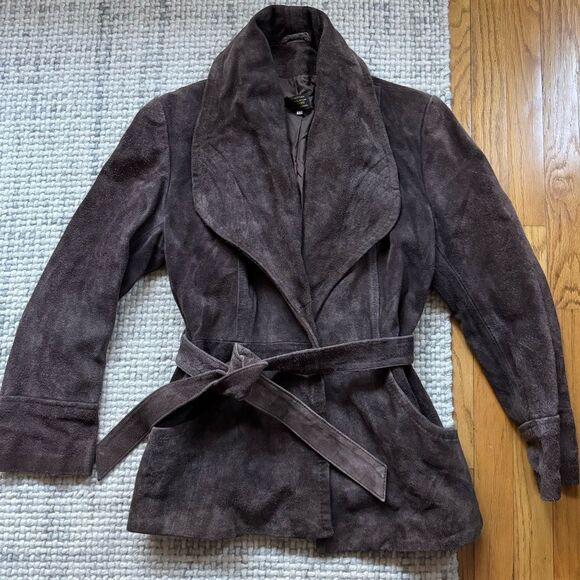 Vintage 70s Cocoa Brown Suede Lapel Jacket Medium - Picture 1 of 5